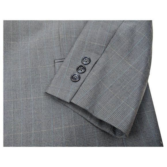 Pierre Balmain Paris Marseille Gray Plaid Suit Jacket Single-breasted 46L - Picture 4 of 16
